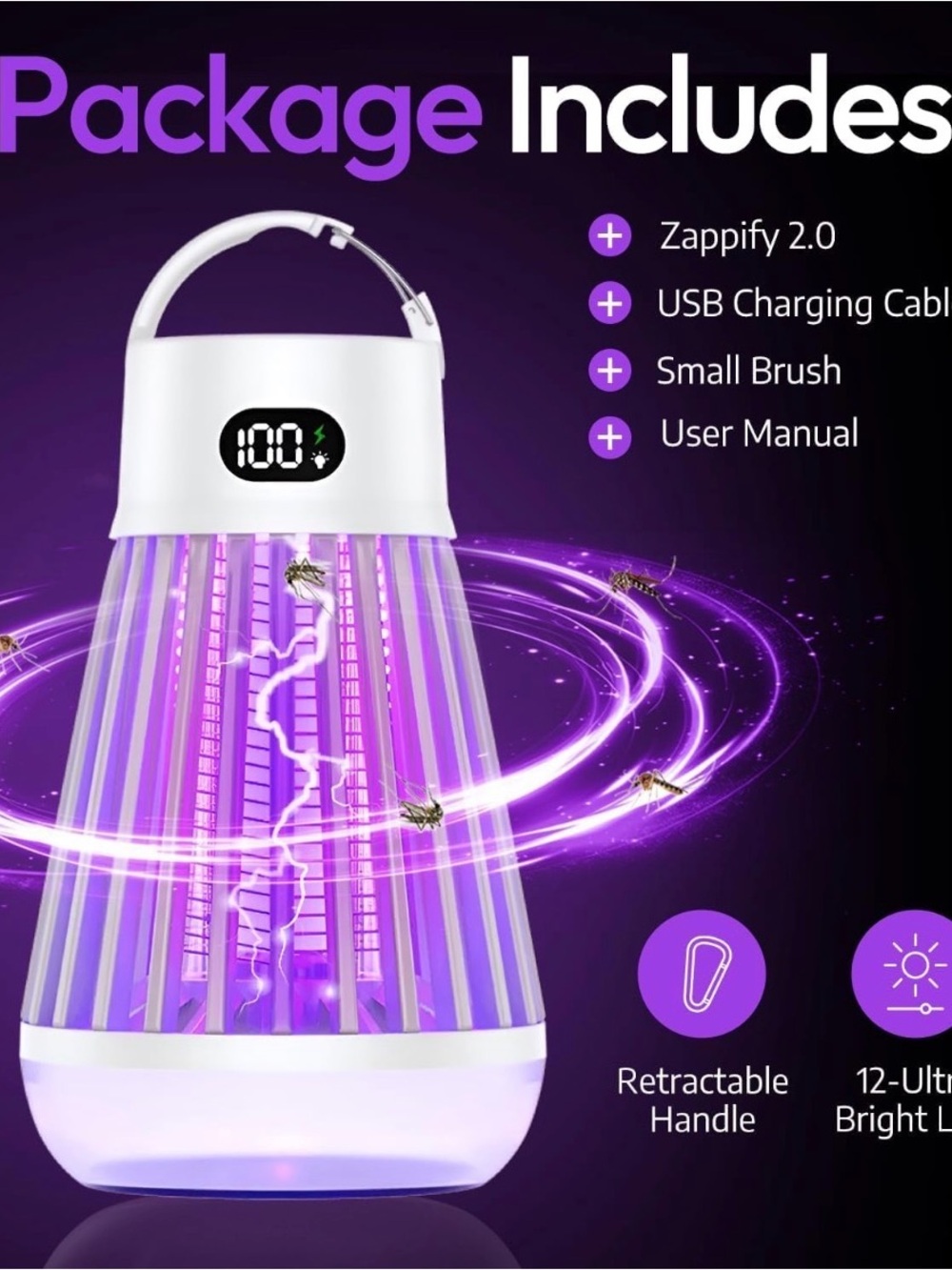 Zappify Z20 Portable Bug / Insect Zapper Cordless and Rechargable